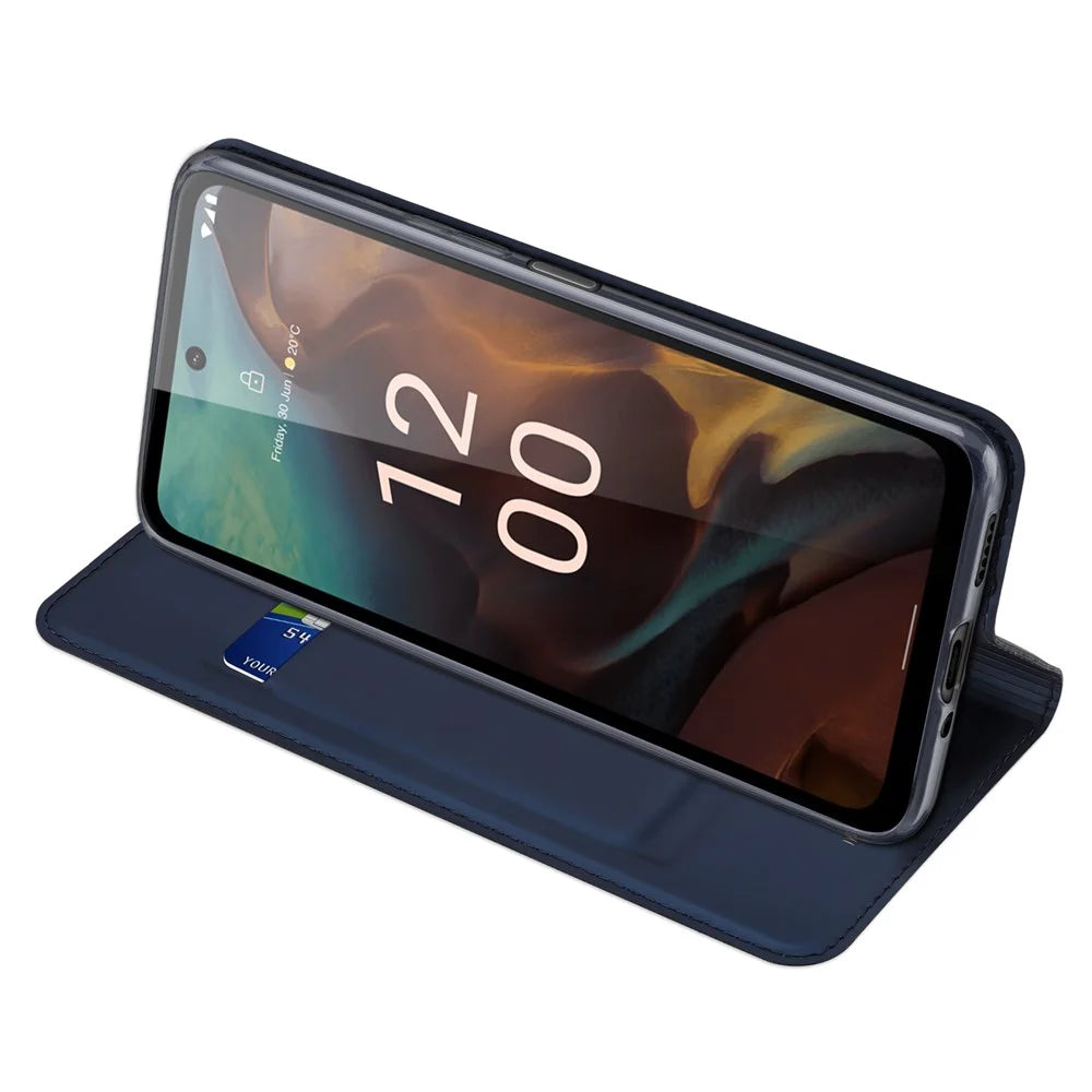 DUX DUCIS Skin Pro Series for Nokia XR21 Phone Case PU Leather Flip Stand Cover with Card Slot - Blue - 3