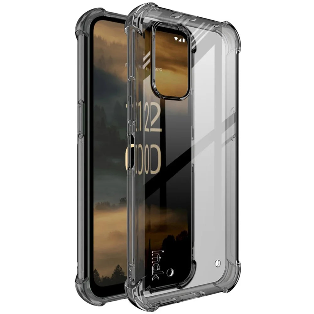 IMAK For Nokia XR21 Phone Case Four Corner Anti-drop Clear Back Cover TPU Shell - Transparent Black - 1