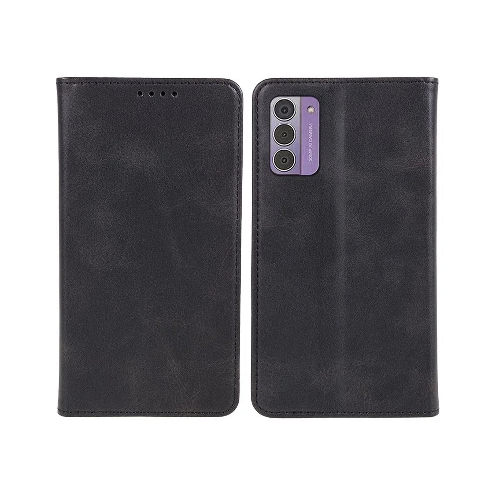 For Nokia G42 Calf Texture Scratch Resistant PU Leather Cover Flip Stand Wallet Phone Case - Black - 1