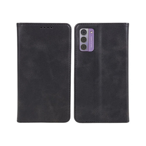 For Nokia G42 Calf Texture Scratch Resistant PU Leather Cover Flip Stand Wallet Phone Case - Black - 1