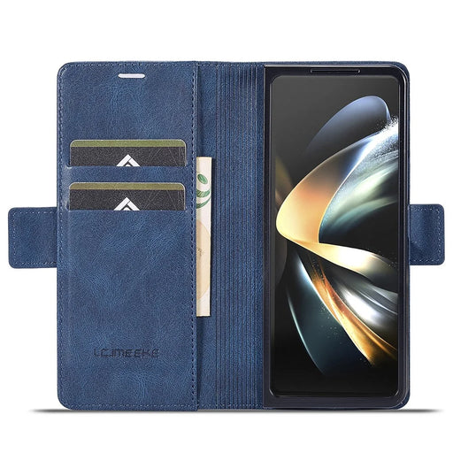 LC.IMEEKE For Samsung Galaxy Z Fold5 5G RFID Blocking Phone Case Wallet PU Leather Stand Cover - Blue - 2