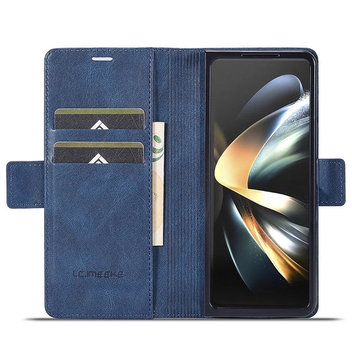 LC.IMEEKE For Samsung Galaxy Z Fold5 5G RFID Blocking Phone Case Wallet PU Leather Stand Cover - Blue - 2