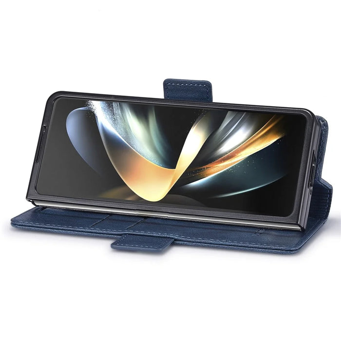LC.IMEEKE For Samsung Galaxy Z Fold5 5G RFID Blocking Phone Case Wallet PU Leather Stand Cover - Blue - 3