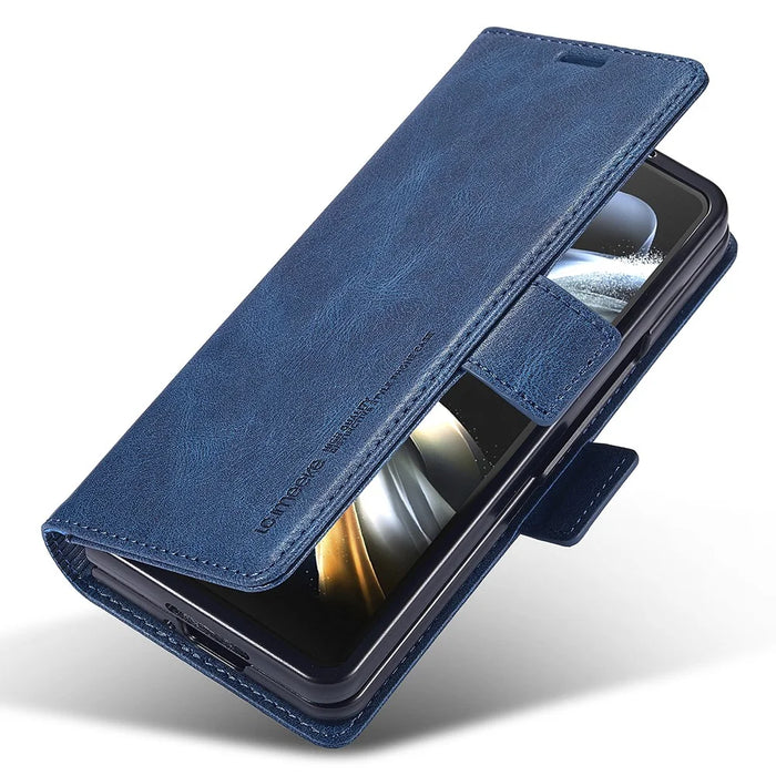 LC.IMEEKE For Samsung Galaxy Z Fold5 5G RFID Blocking Phone Case Wallet PU Leather Stand Cover - Blue - 4