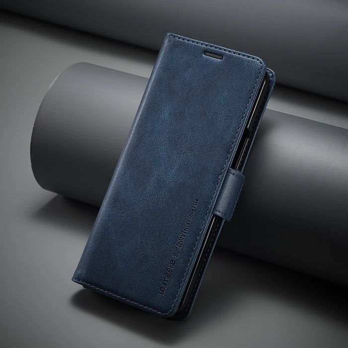 LC.IMEEKE For Samsung Galaxy Z Fold5 5G RFID Blocking Phone Case Wallet PU Leather Stand Cover - Blue - 5
