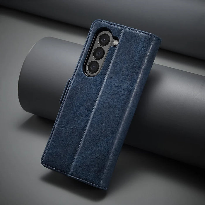 LC.IMEEKE For Samsung Galaxy Z Fold5 5G RFID Blocking Phone Case Wallet PU Leather Stand Cover - Blue - 6