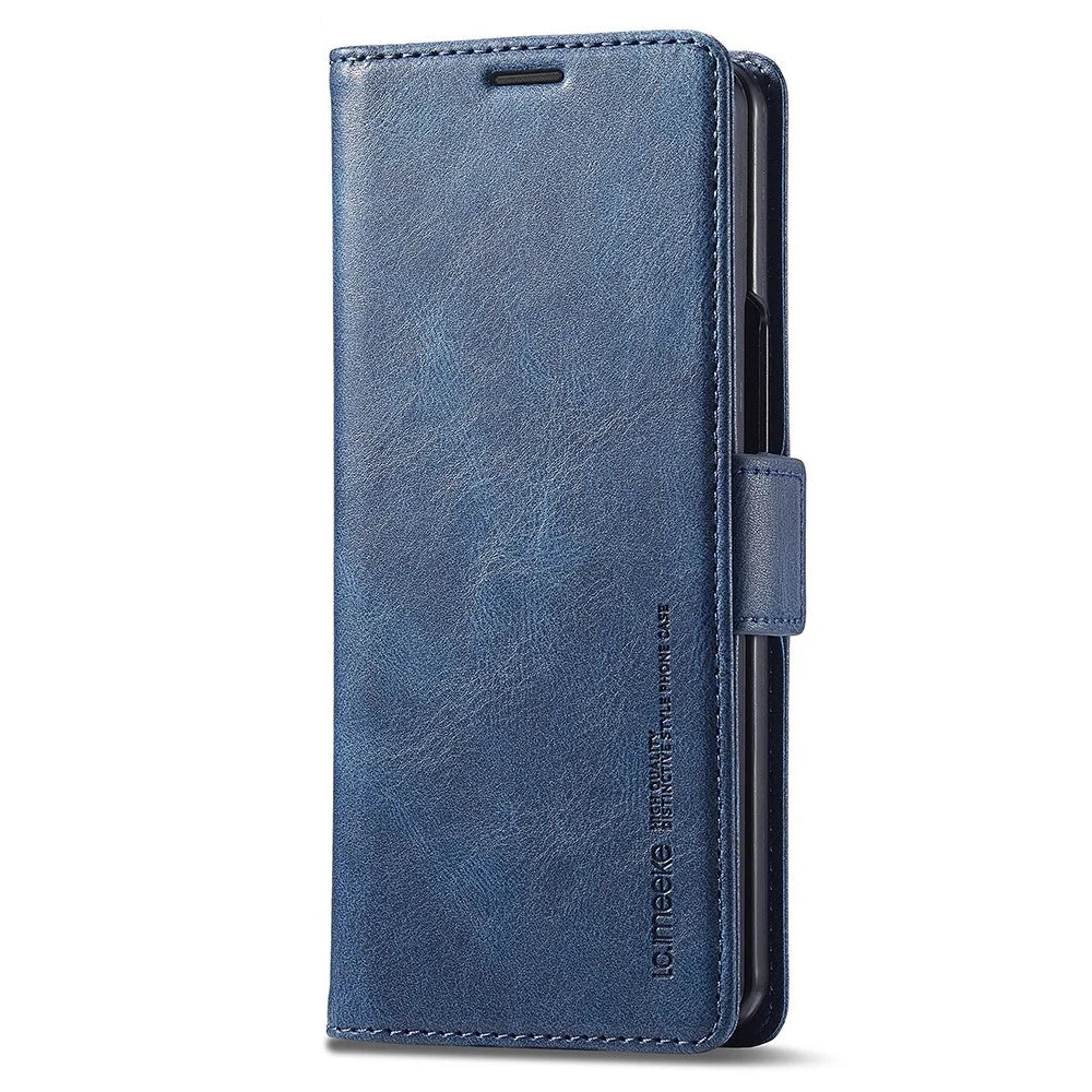 LC.IMEEKE For Samsung Galaxy Z Fold5 5G RFID Blocking Phone Case Wallet PU Leather Stand Cover - Blue - 7