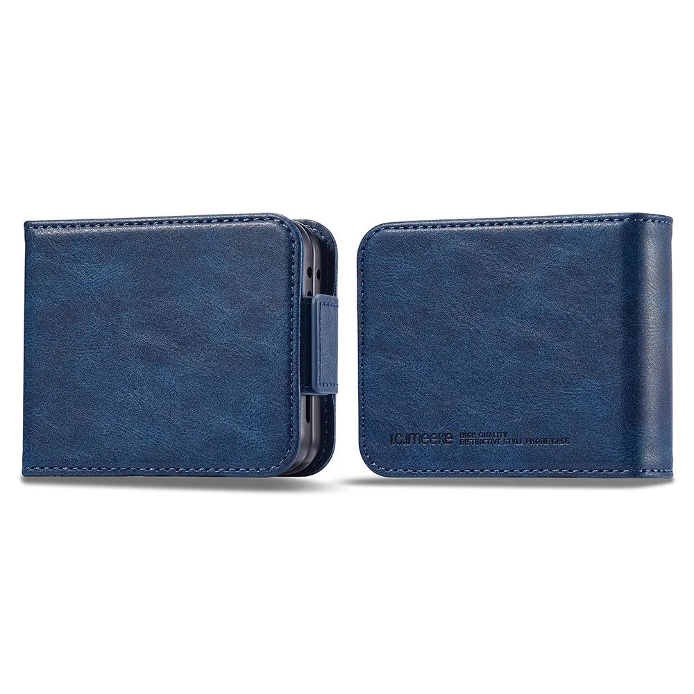 LC.IMEEKE For Samsung Galaxy Z Flip5 5G PU Leather Phone Cover RFID Blocking Card Slot Case - Blue - 1