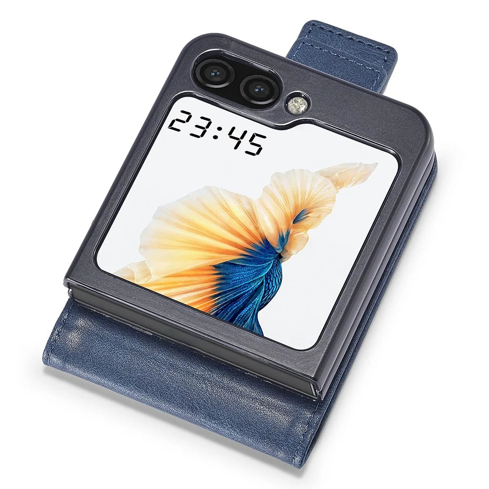 LC.IMEEKE For Samsung Galaxy Z Flip5 5G PU Leather Phone Cover RFID Blocking Card Slot Case - Blue - 2