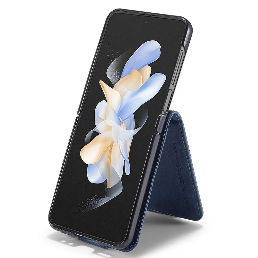 LC.IMEEKE For Samsung Galaxy Z Flip5 5G PU Leather Phone Cover RFID Blocking Card Slot Case - Blue - 3