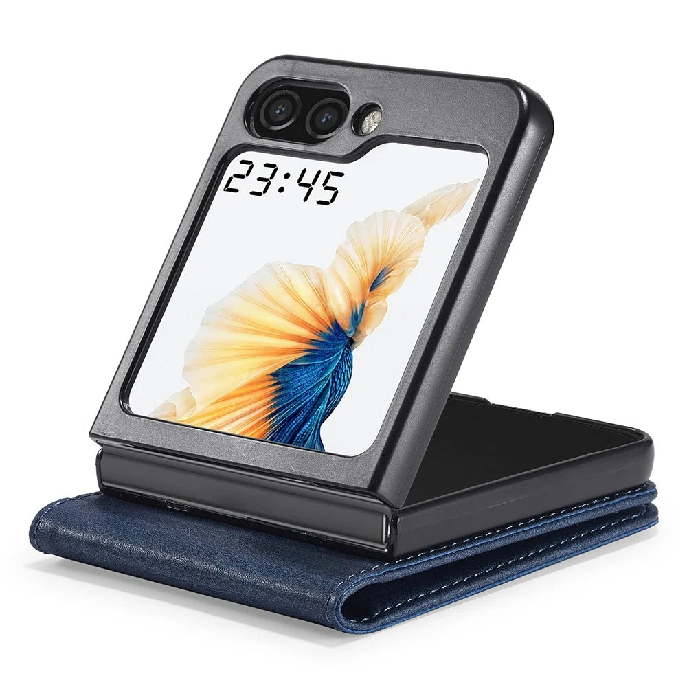 LC.IMEEKE For Samsung Galaxy Z Flip5 5G PU Leather Phone Cover RFID Blocking Card Slot Case - Blue - 4