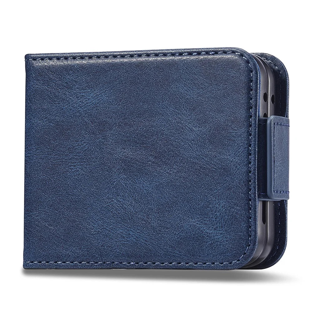 LC.IMEEKE For Samsung Galaxy Z Flip5 5G PU Leather Phone Cover RFID Blocking Card Slot Case - Blue - 7