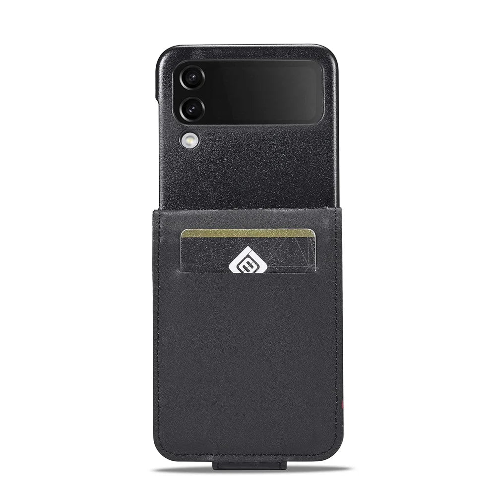 LC.IMEEKE Leather Phone Case for Samsung Galaxy Z Flip4 5G , Carbon Fiber Texture Card Slot Cover - Vertical Stripe - 4