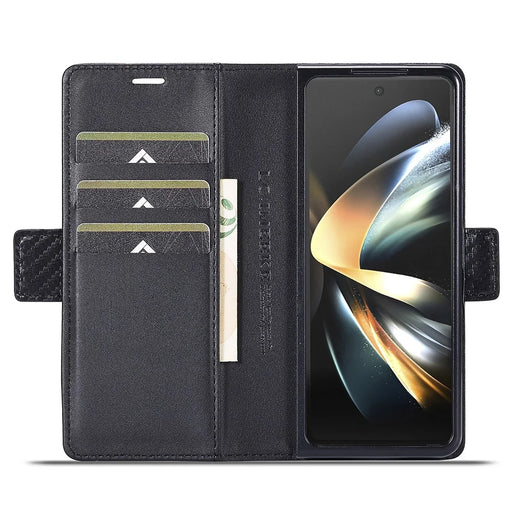 LC.IMEEKE For Samsung Galaxy Z Fold3 5G Carbon Fiber Texture Phone Leather Case Wallet Stand Cover - Vertical Stripe - 2