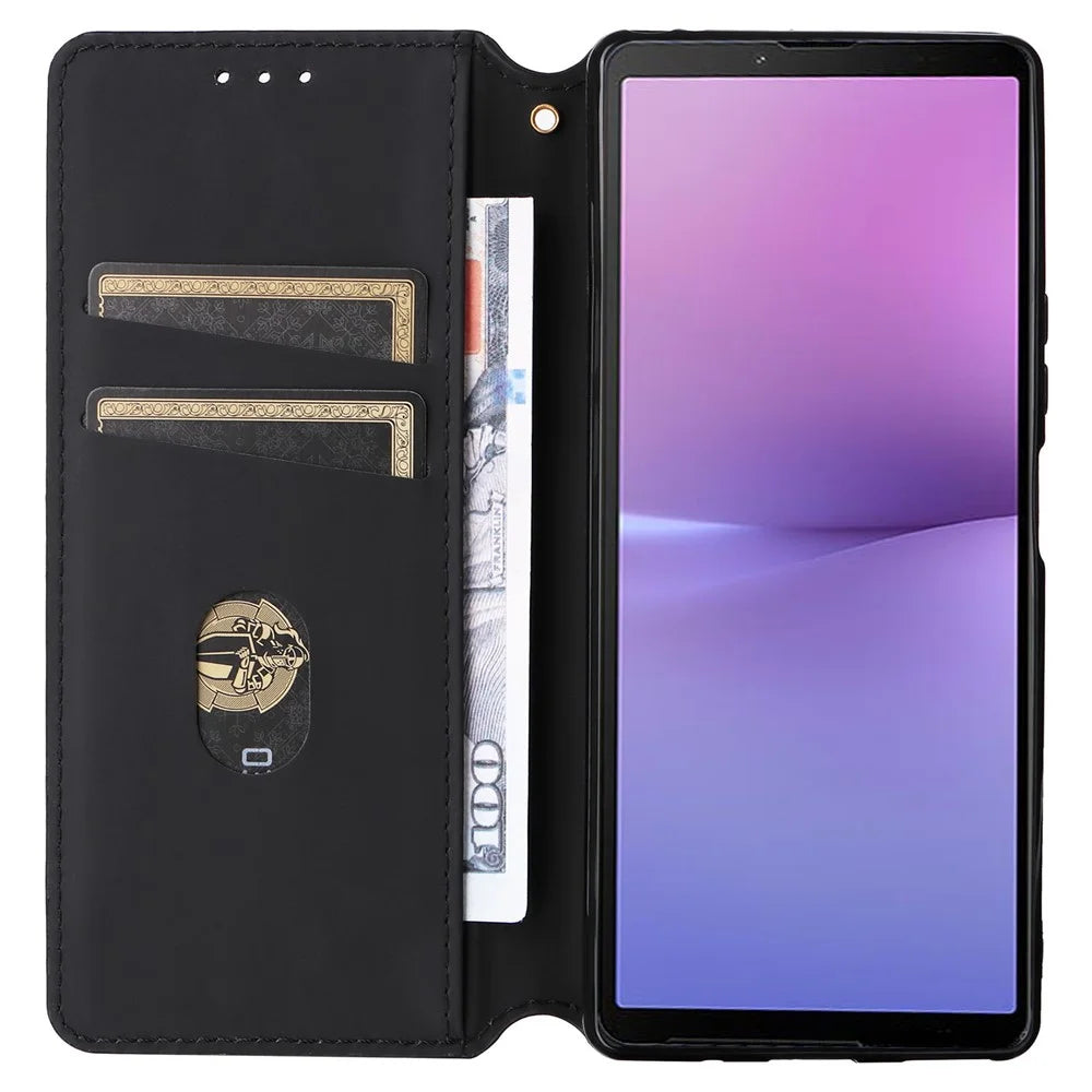 Rhombus Imprinted Cover for Sony Xperia 8 Flip Stand PU Leather Wallet Phone Case - Red - 2