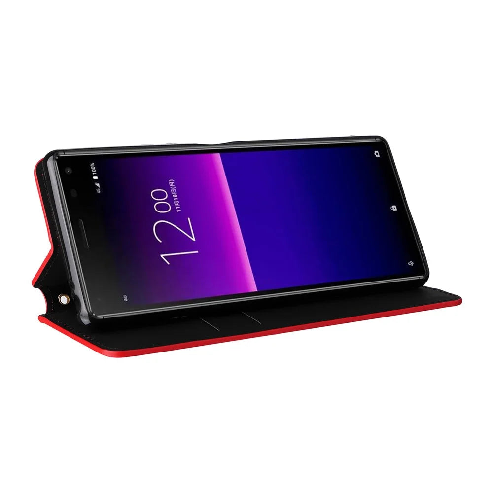 Rhombus Imprinted Cover for Sony Xperia 8 Flip Stand PU Leather Wallet Phone Case - Red - 3