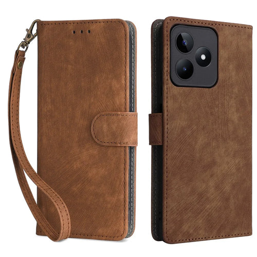 For Realme C53 (Global) / C53 (India) / C51 / Note 50 4G / Narzo N53 4G RFID Blocking Wallet Phone Cover Anti-drop Leather Stand Case - Brown - 1