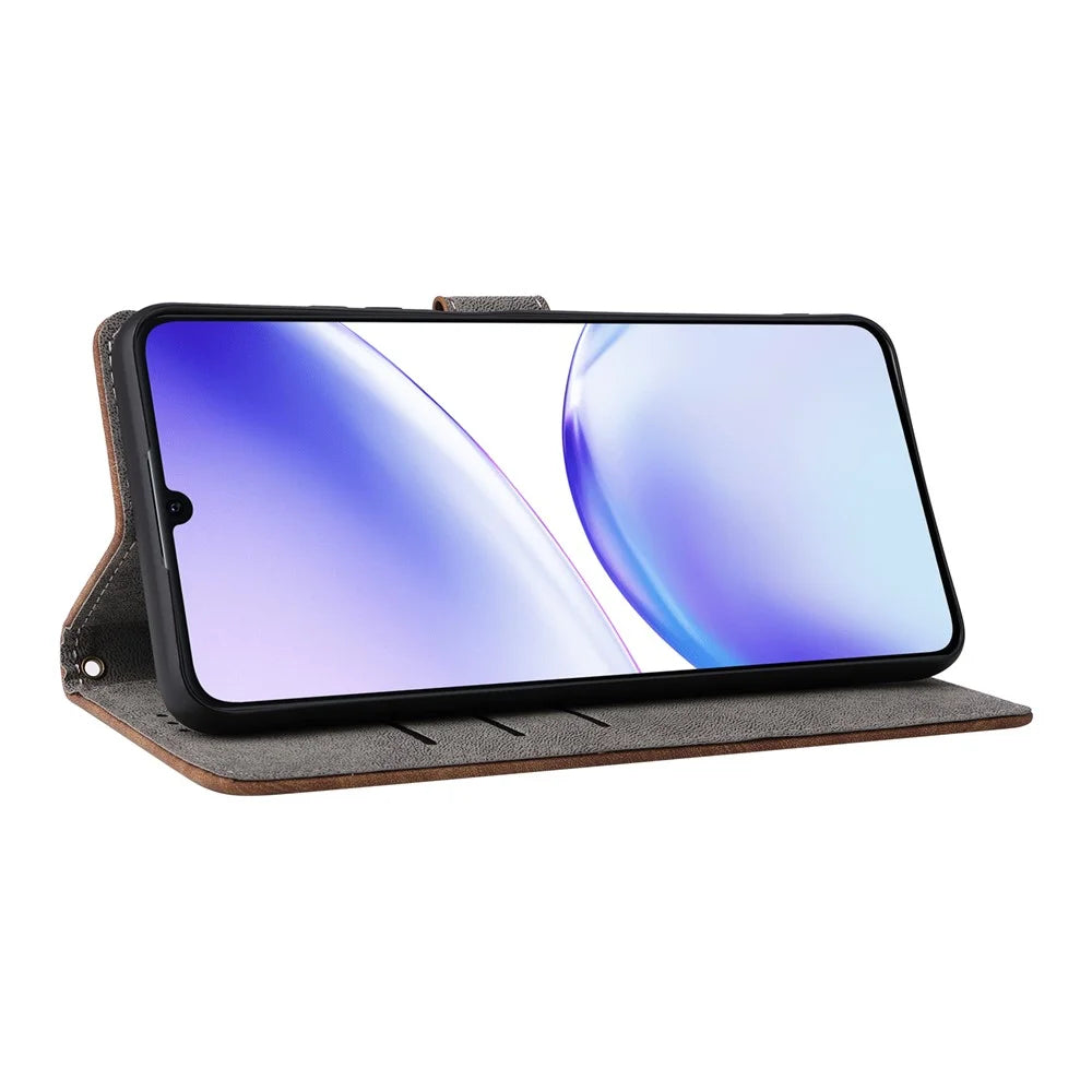 For Realme C53 (Global) / C53 (India) / C51 / Note 50 4G / Narzo N53 4G RFID Blocking Wallet Phone Cover Anti-drop Leather Stand Case - Brown - 3
