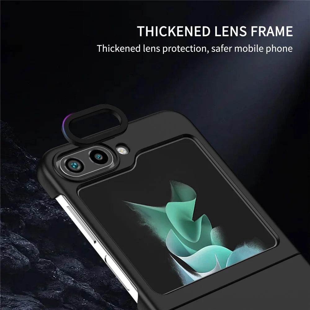 For Samsung Galaxy Z Flip5 5G Phone Case Shockproof Hard PC Cover with Kickstand - Black - 5