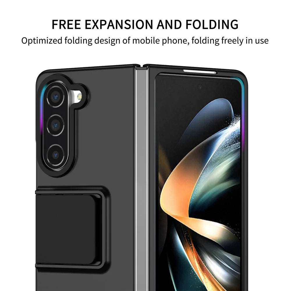 For Samsung Galaxy Z Fold5 5G Kickstand Phone Case Drop-proof Hard PC Cover - Black - 2
