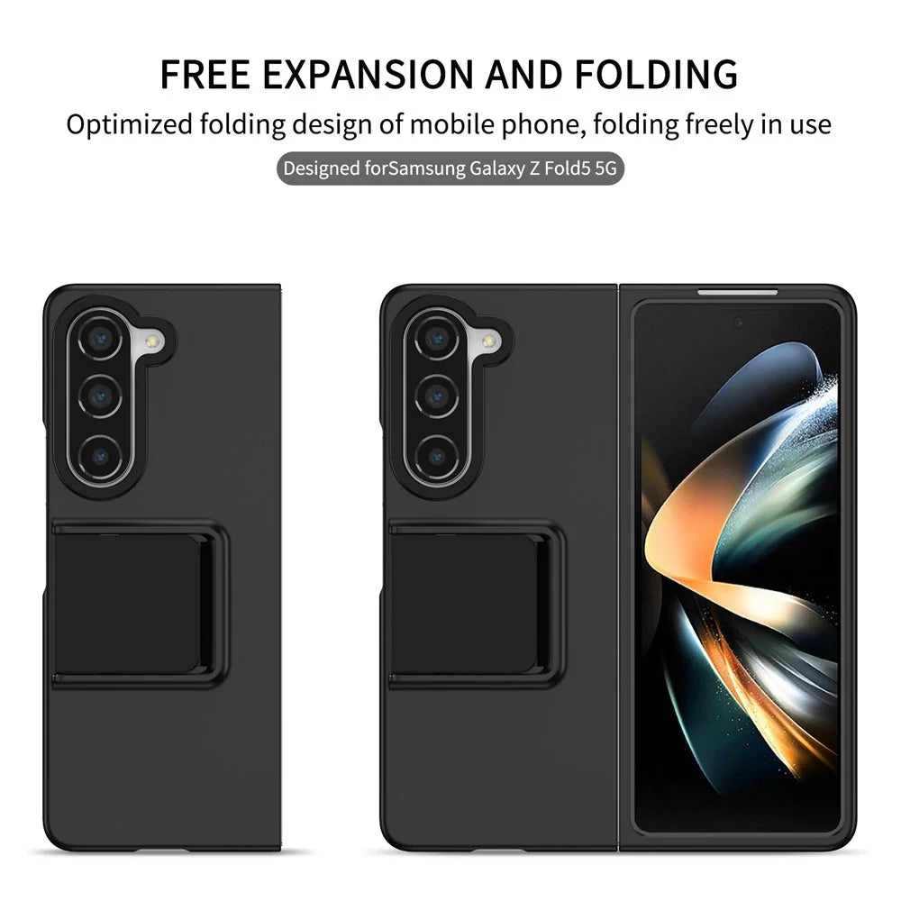 For Samsung Galaxy Z Fold5 5G Kickstand Phone Case Drop-proof Hard PC Cover - Black - 4