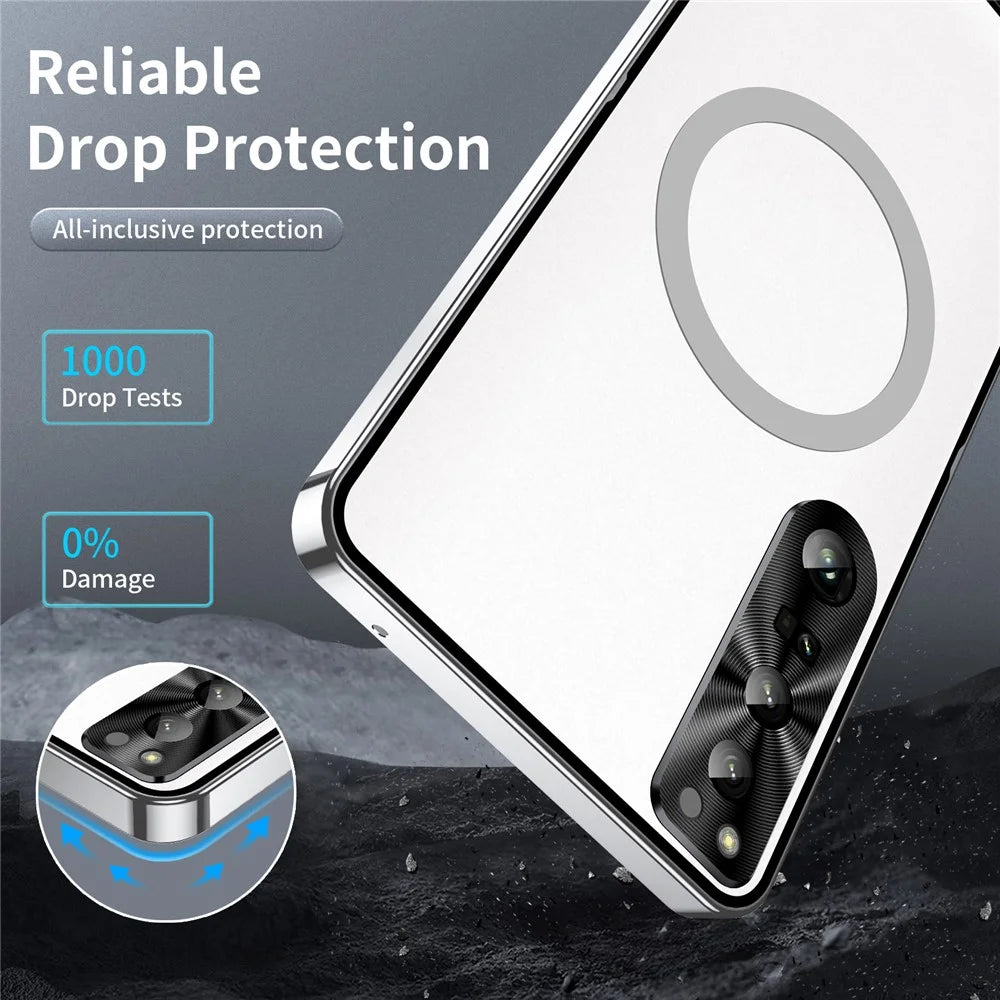 Magic Shield Magnetic Series for Sony Xperia 1 V Slim Case Anti-Drop Metal Frame Phone Case with Lens Cover Magnetic Case - Silver - 5