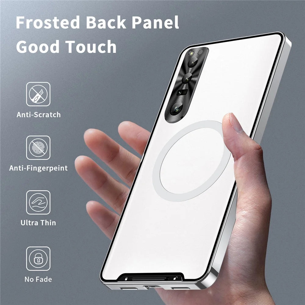 Magic Shield Magnetic Series for Sony Xperia 1 V Slim Case Anti-Drop Metal Frame Phone Case with Lens Cover Magnetic Case - Silver - 6