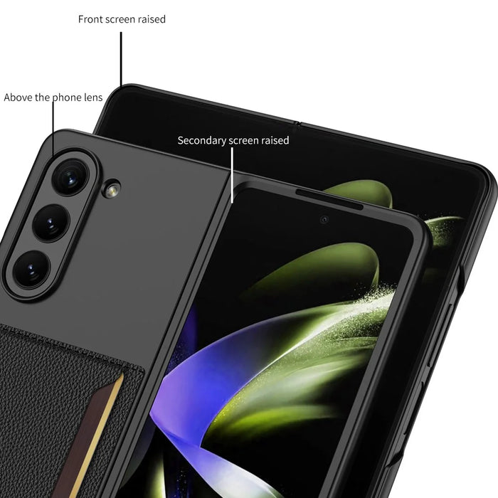GKK For Samsung Galaxy Z Fold5 5G Hard PC Phone Case Card Holder Ultra-Thin Cover - Black - 3