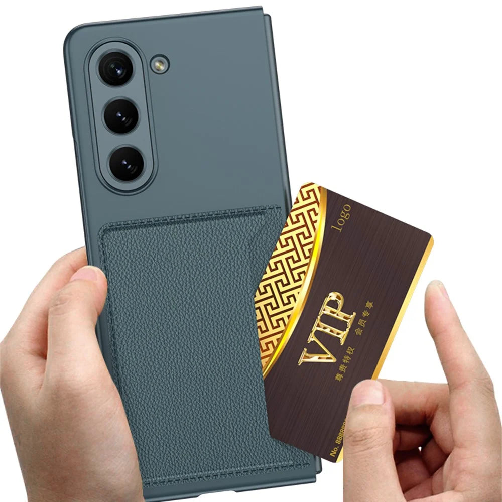 GKK For Samsung Galaxy Z Fold5 5G Hard PC Phone Case Card Holder Ultra-Thin Cover - Black - 5