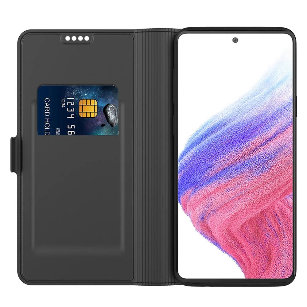 For Samsung Galaxy A54 5G Card Holder PU Leather Stand Cover Full Protection Phone Case - Black - 2