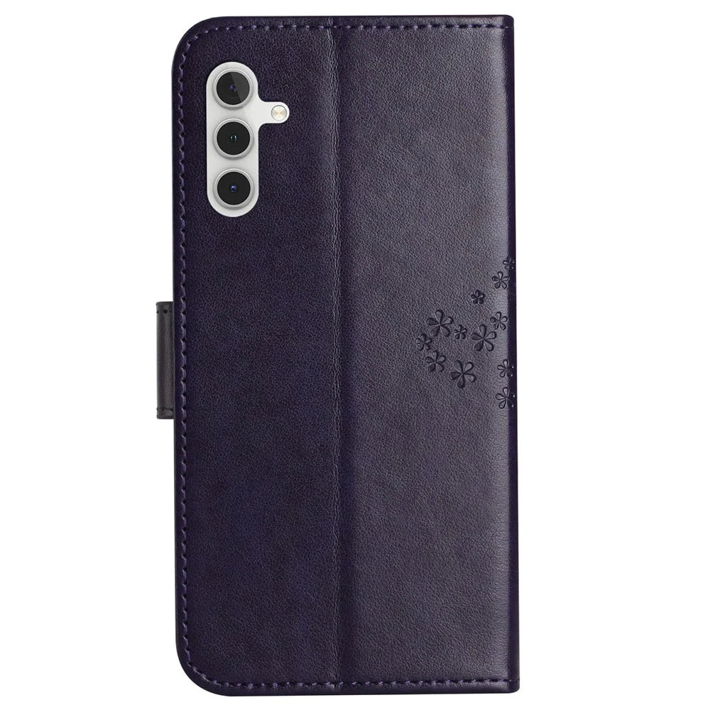 Wallet Case for Samsung Galaxy S23 FE Owl Tree Imprinted PU Leather Stand Phone Cover - Dark Purple - 5
