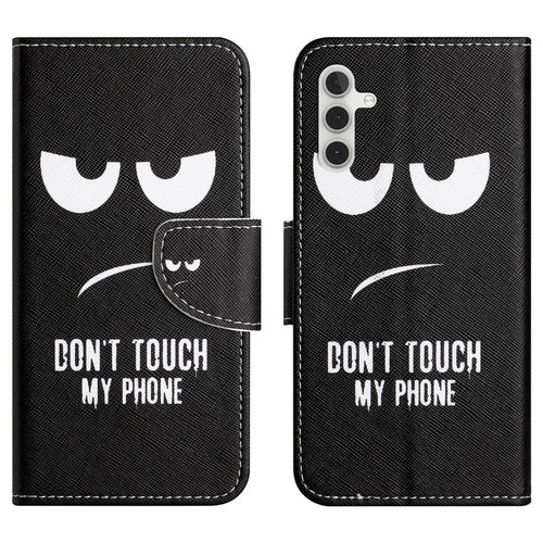 For Samsung Galaxy S23 FE Pattern Printing Phone Cover Shockproof Leather Wallet Stand Shell - Don't Touch My Phone - 1