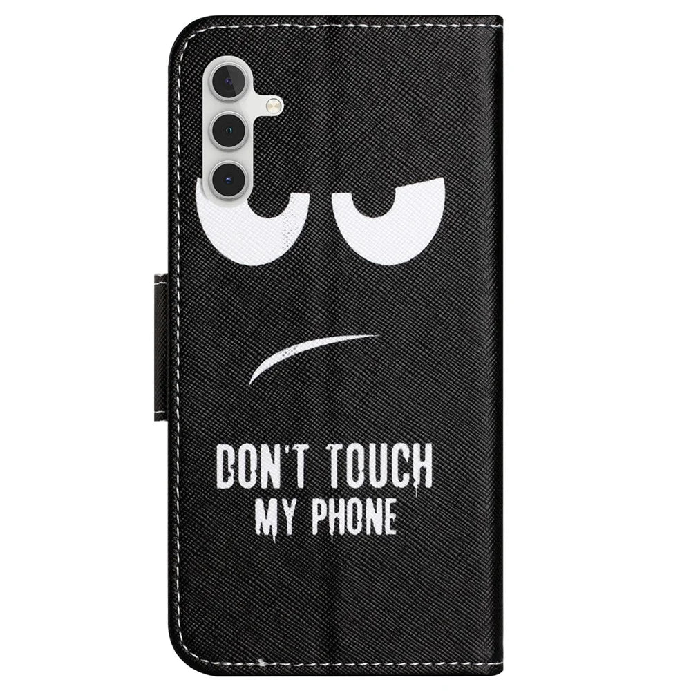 For Samsung Galaxy S23 FE Pattern Printing Phone Cover Shockproof Leather Wallet Stand Shell - Don't Touch My Phone - 5
