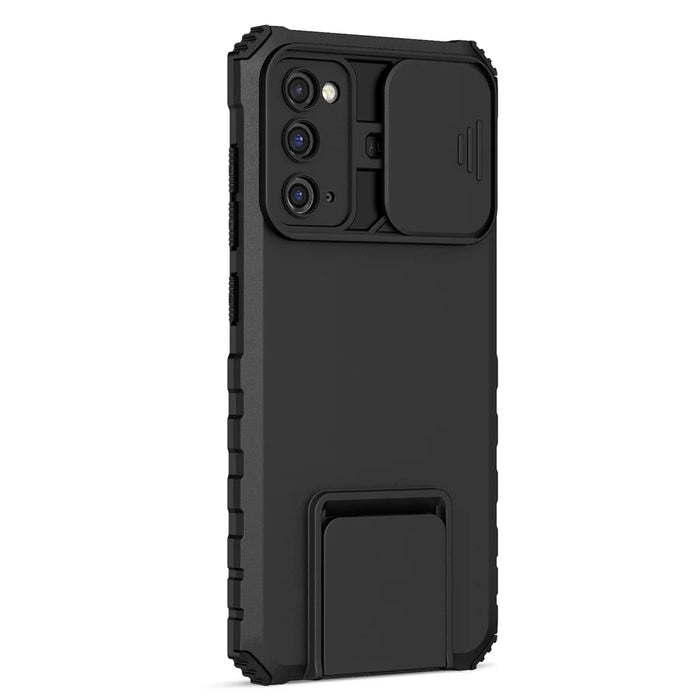 For Samsung Galaxy S20 FE 4G / FE 5G / Lite / FE 2022 Slide Camera Lid Back Cover Kickstand PC+TPU Phone Case - Black - 2
