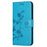 For iPhone 15 Pro Max Scratch Proof PU Leather Wallet Phone Case Butterfly Flower Imprinted Stand Cover - Blue - 4