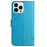 For iPhone 15 Pro Max Scratch Proof PU Leather Wallet Phone Case Butterfly Flower Imprinted Stand Cover - Blue - 5