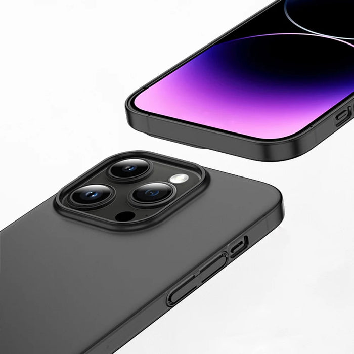 For iPhone 14 Pro Matte Finished Phone Cover Ultra-thin Hard PP Phone Case Anti-Scratch Shell - Transparent Black - 6
