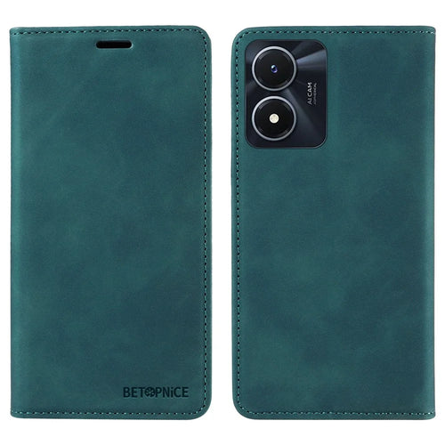 BETOPNICE 003 For vivo Y02s 4G / Y16 4G / Y35 5G / Y56 5G Phone Cover RFID Blocking Wallet Leather Stand Wallet Case - Green - 1
