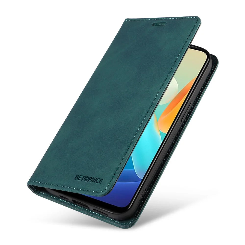 BETOPNICE 003 For vivo Y02s 4G / Y16 4G / Y35 5G / Y56 5G Phone Cover RFID Blocking Wallet Leather Stand Wallet Case - Green - 7