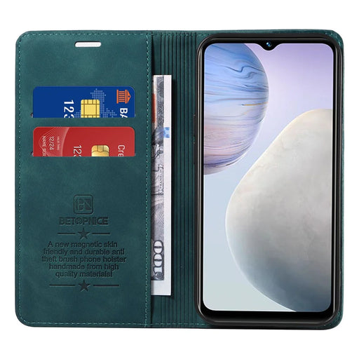 BETOPNICE 003 Leather Phone Case for vivo Y02 4G / Y11 (2023) / Y02A 4G , RFID Blocking Wallet Stand Cover - Green - 2