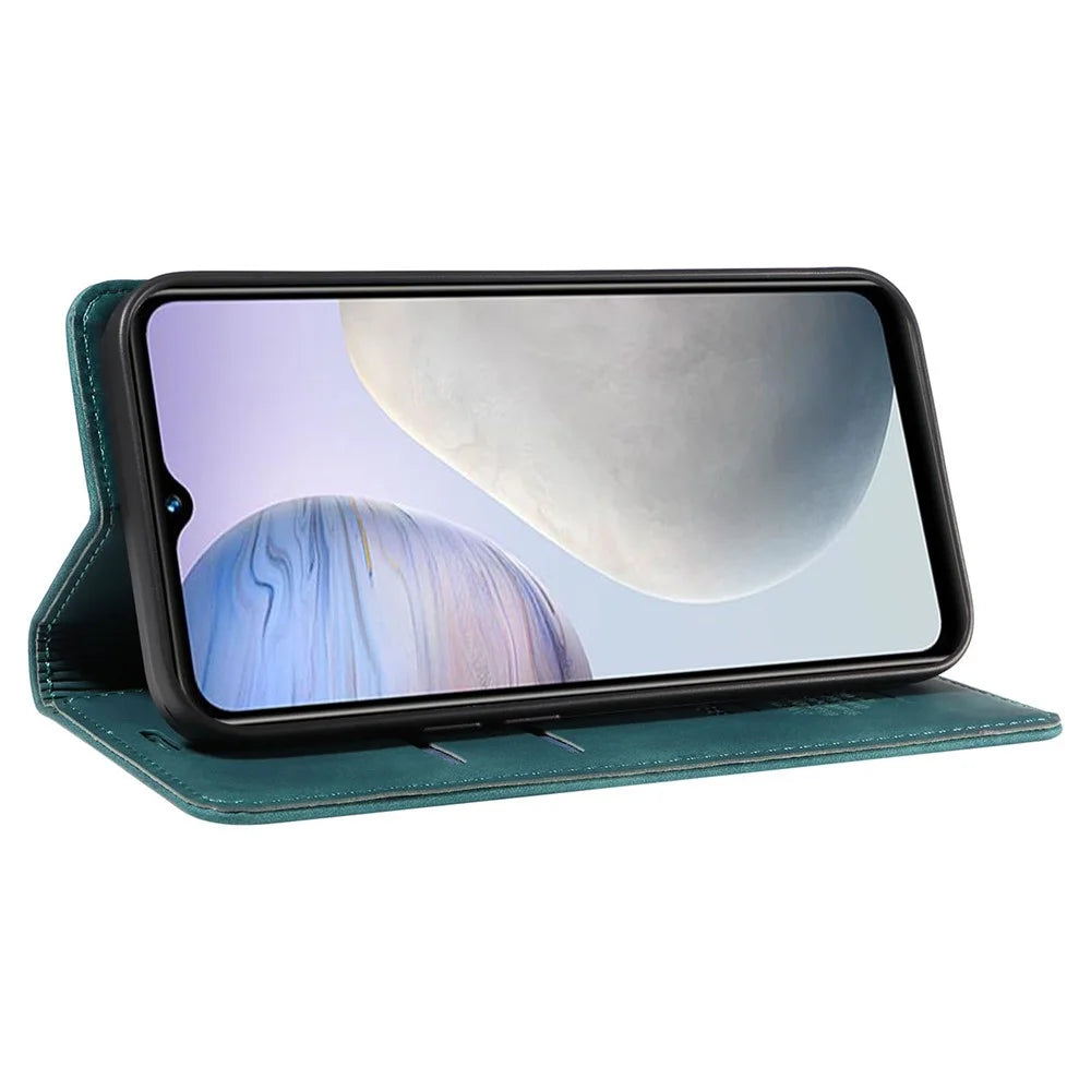 BETOPNICE 003 Leather Phone Case for vivo Y02 4G / Y11 (2023) / Y02A 4G , RFID Blocking Wallet Stand Cover - Green - 3