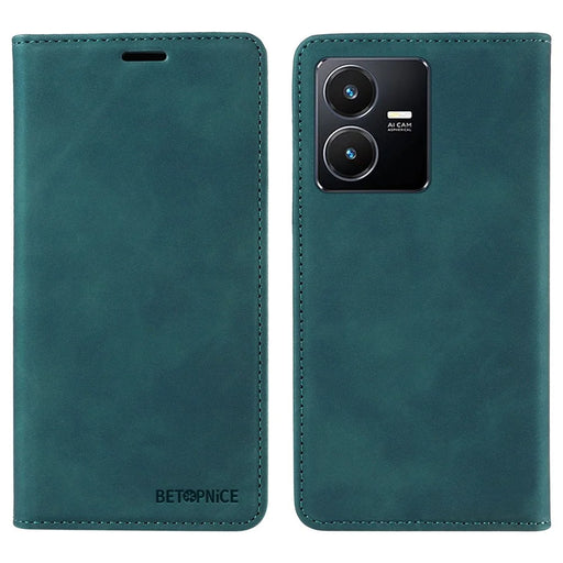 BETOPNICE 003 For vivo Y35 / Y22s 4G / Y22 4G RFID Blocking Cell Phone Cover Leather Wallet Stand Case - Green - 1