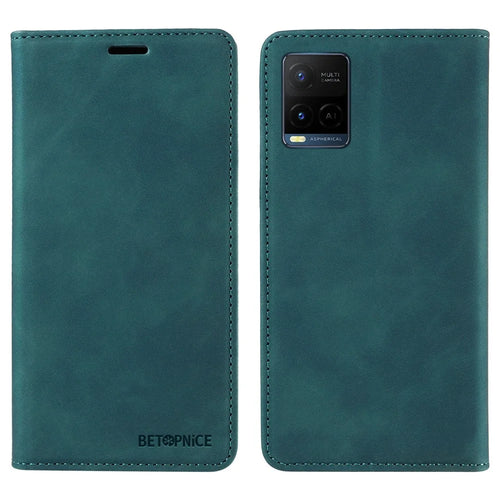 BETOPNICE 003 For vivo Y21 / Y21s / Y33s / Y32 4G / Y33t 4G Leather Wallet Phone Cover Flip Stand RFID Blocking Case - Green - 1