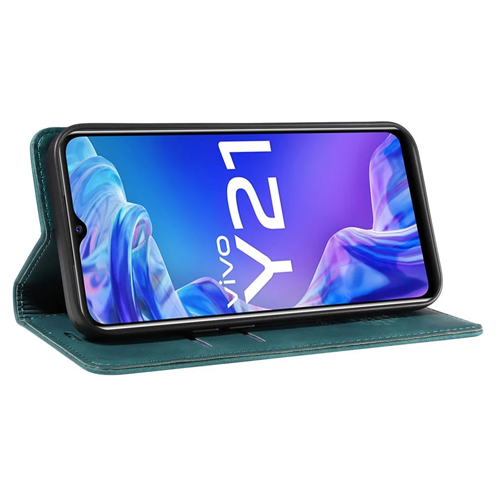BETOPNICE 003 For vivo Y21 / Y21s / Y33s / Y32 4G / Y33t 4G Leather Wallet Phone Cover Flip Stand RFID Blocking Case - Green - 3