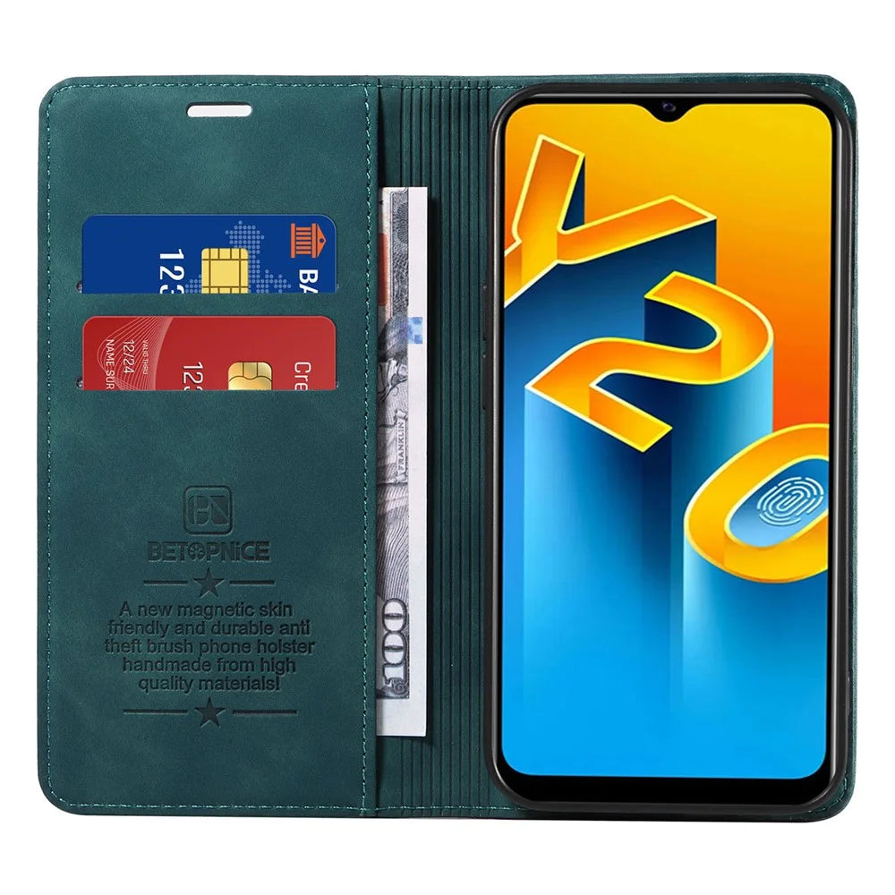BETOPNICE 003 For vivo Y20 / Y20i / Y20s / Y12s / Y12s 2021 / Y11s / Y30 (China) / Y20 2021 / Y20G / Y30g 4G / iQOO U1x / Y20A / Y12a / T1x 4G / T1x (India) / Y20s [G] Leather Case - Green - 2