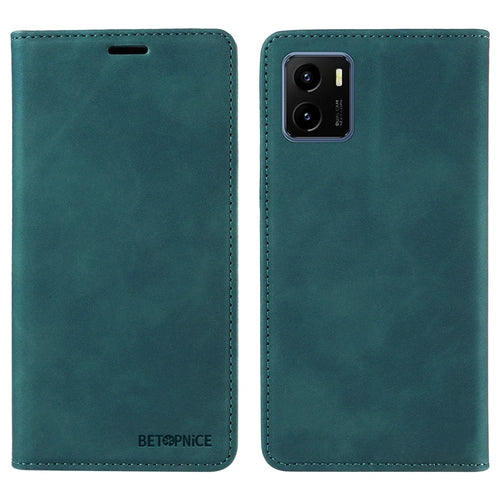 BETOPNICE 003 For vivo Y15a / Y15s 4G / Y10 / Y01 Phone Cover Leather Stand RFID Blocking Wallet Case - Green - 1