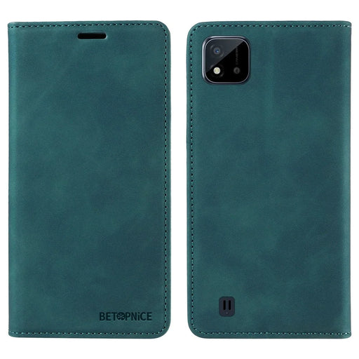 BETOPNICE 003 For Realme C20 / C11 (2021) / C20A RFID Blocking Leather Flip Cover Phone Protector Case (No Fingerprint Hole) - Green - 1