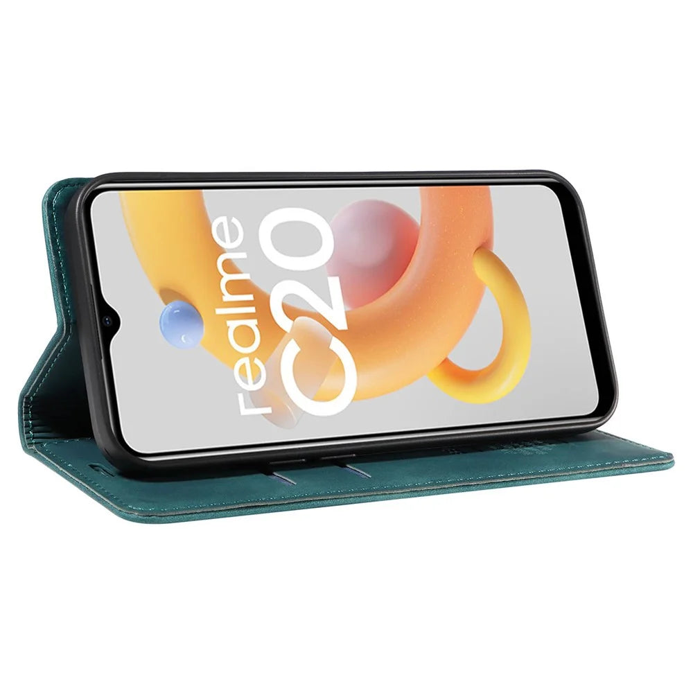 BETOPNICE 003 For Realme C20 / C11 (2021) / C20A RFID Blocking Leather Flip Cover Phone Protector Case (No Fingerprint Hole) - Green - 3
