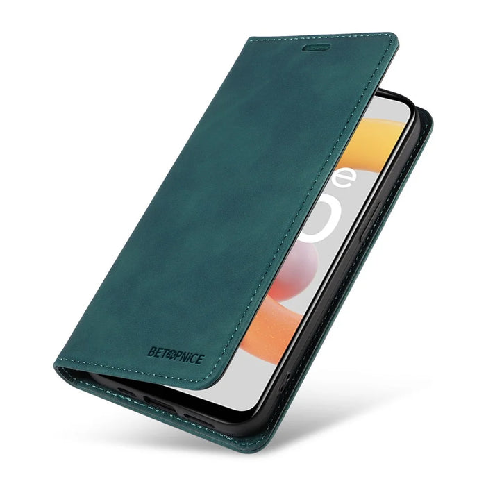 BETOPNICE 003 For Realme C20 / C11 (2021) / C20A RFID Blocking Leather Flip Cover Phone Protector Case (No Fingerprint Hole) - Green - 7