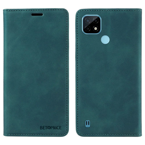 BETOPNICE 003 For Realme C21 4G / C21Y / C25Y Leather Phone Case RFID Blocking Cover (with Fingerprint Hole) - Green - 1